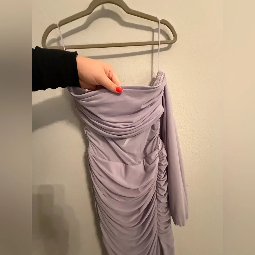 Abercrombie & Fitch Lavender Ruched One-Shoulder Formal Dress – Large Tall